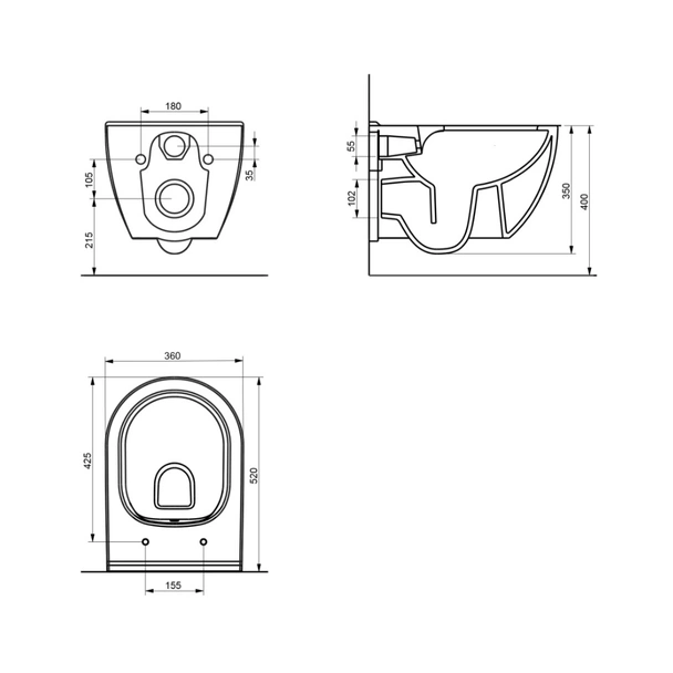Окачена тоалетна чиния Rimless гланц Ocean SERAMIKSAN - Image 3