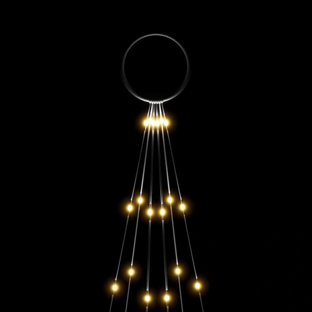 Коледна елха на флагщок, топло бяло, 108 LED, 180 см - Image 5
