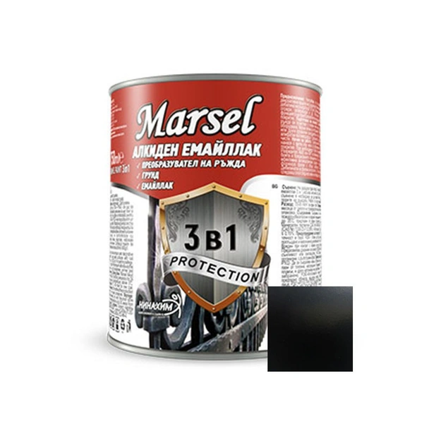 Алкиден емайллак 3в1 черен 500 мл MARSEL - Image 2