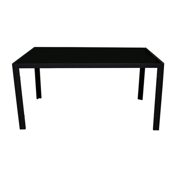 Градинска метална маса със стъклен плот 145x90x72 см черна - Image 2