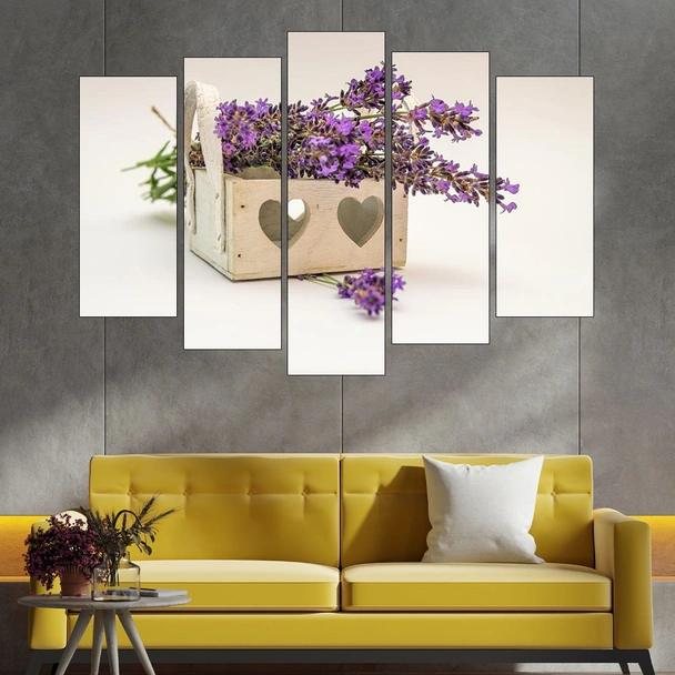 Лавандула - декорация със сърца - картина пано за стена - Image 3