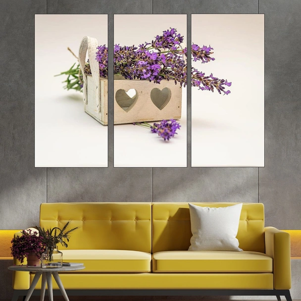 Лавандула - декорация със сърца - картина пано за стена - Image 2