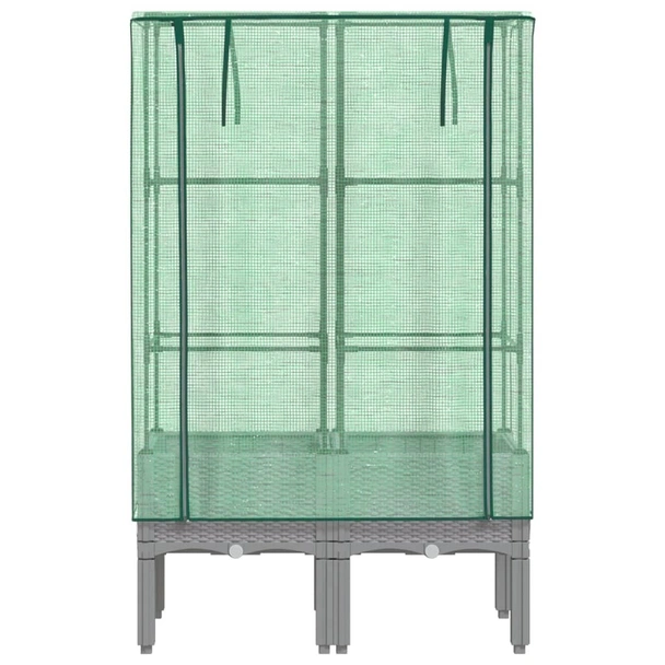 Повдигната леха с покривало,  80x40x140 см - Светлосив сандък - Image 4