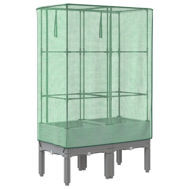 Повдигната леха с покривало,  80x40x140 см - Светлосив сандък - Image 6