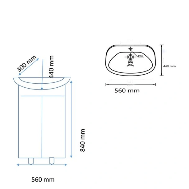 Шкаф за баня с мивка 55 см Кристин FORMA VITA - Image 2