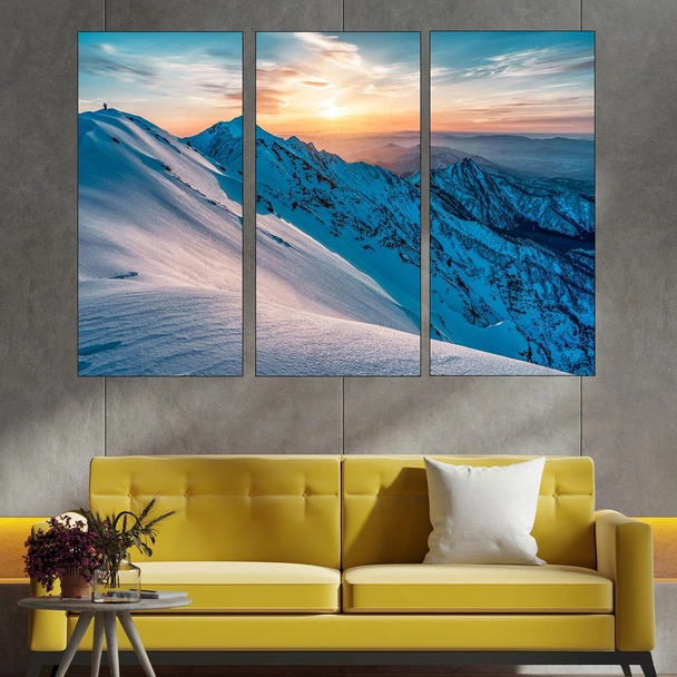 Изгрев над снежни върхове - картина пано за стена - Image 2