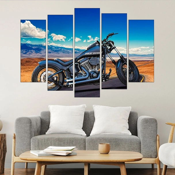 Колаж с мотоциклет харли дейвидсън - картина пано за стена - Image 3