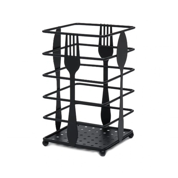 Поставка за прибори 10x10x17 см черна - Image 2