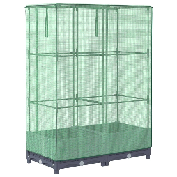 Повдигната леха с покривало, 80x40x123 см - синьо сив сандък - Image 6