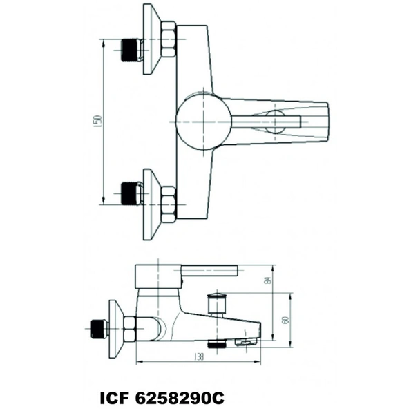 Стенен смесител за баня Кристи - INTER CERAMIC - Image 2