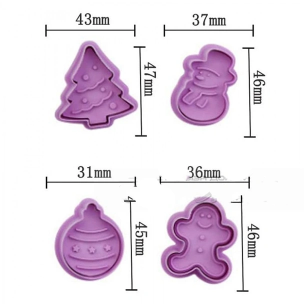 Форми резци за коледни сладки с бутало 4 бр. - Image 7