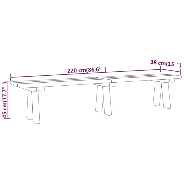 Градинска пейка, 220 см, импрегнирано борово дърво масив - VL318175 - Image 7