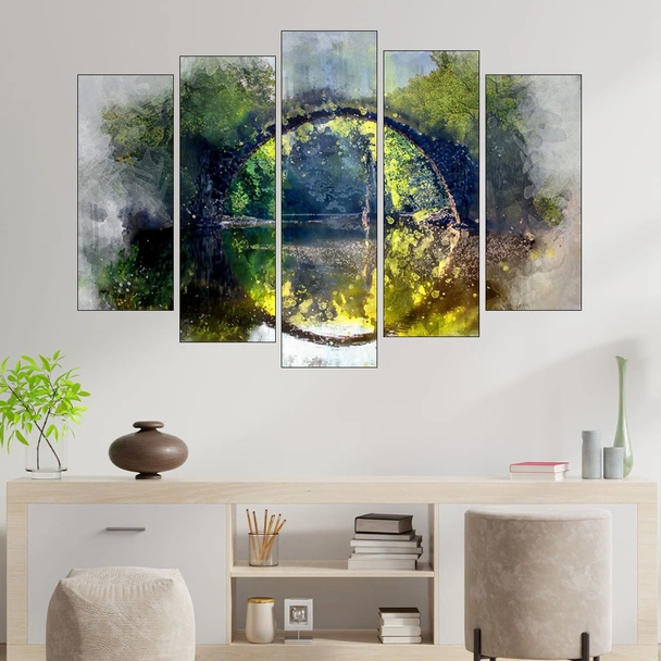 Акварел на каменен мост - картина пано за стена - Image 3