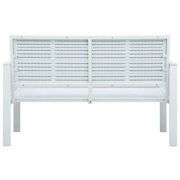 Градинска пейка, 120 cм, HDPE, бяла, имитация на дърво - VL47870 - Image 4