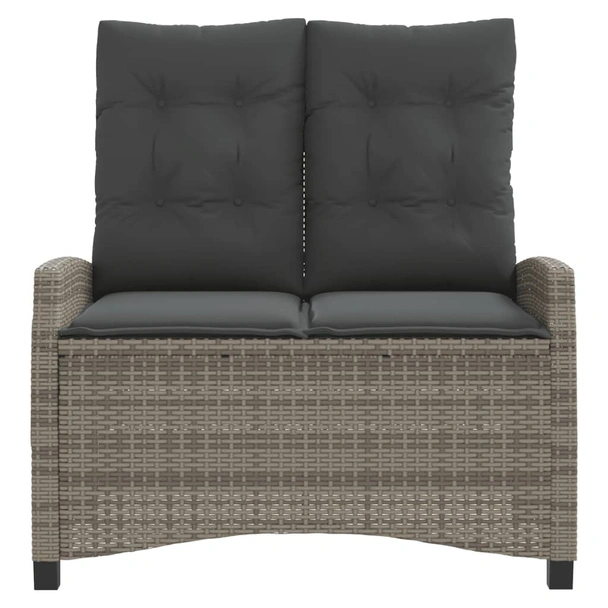 Накланяща се градинска пейка с възглавници сив полиратан - VL368228 - Image 3