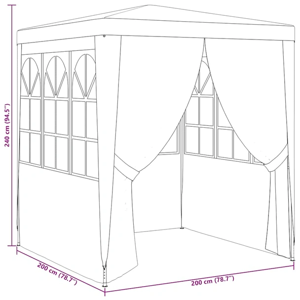 Професионална парти шатра със стени 2x2 м бяла 90 г/м² - Image 10
