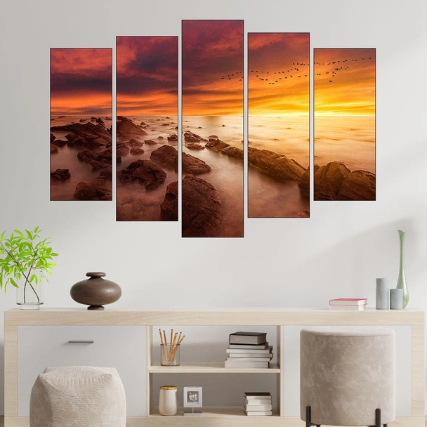 Птици и огено небе - картина пано за стена - Image 3