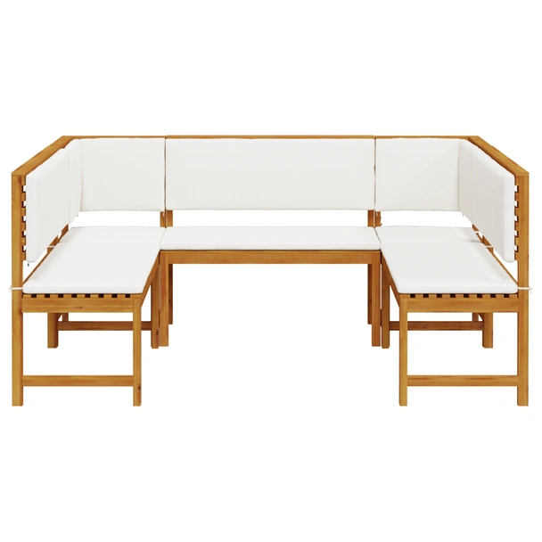 5 части комплект за градинска пейка с възглавници от акациево дърво - VL3329103 - Image 6