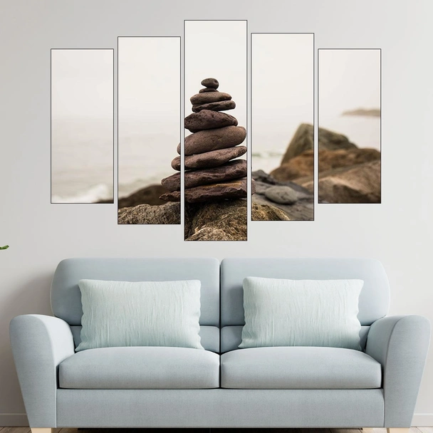 Балансирани камъни на брега - картина пано за стена - Image 3