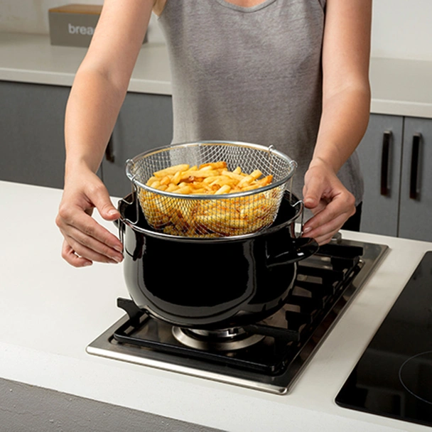 Емайлирана касерола с метална кошница за пържени картофи 24 см NAVA - Image 10