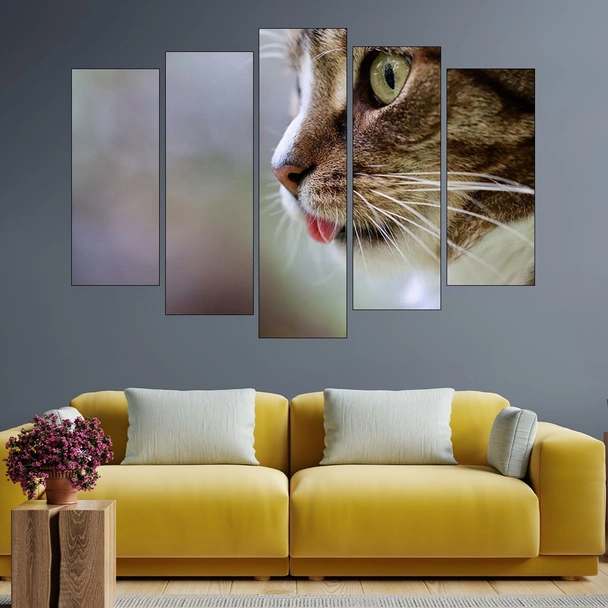 Котешка глава в близък план - картина пано за стена - Image 3