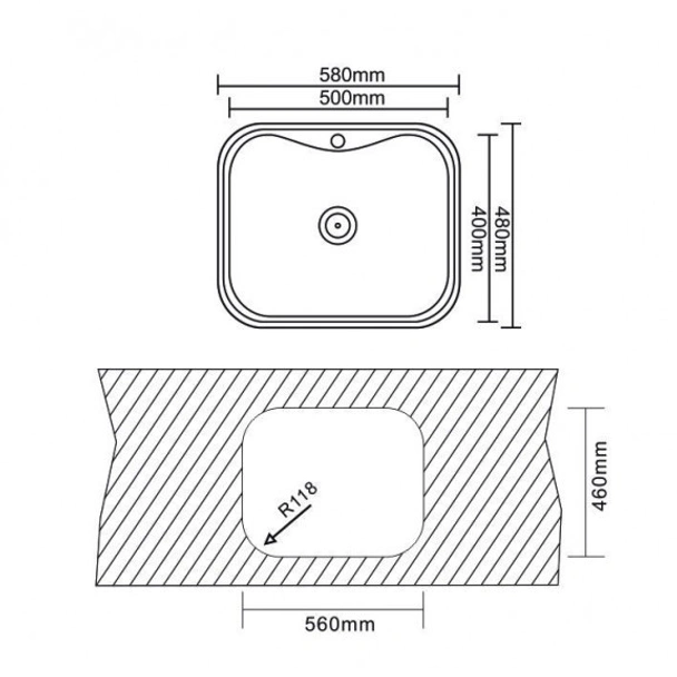 Кухненска мивка алпака 58х48х20см INTER CERAMIC - Image 4