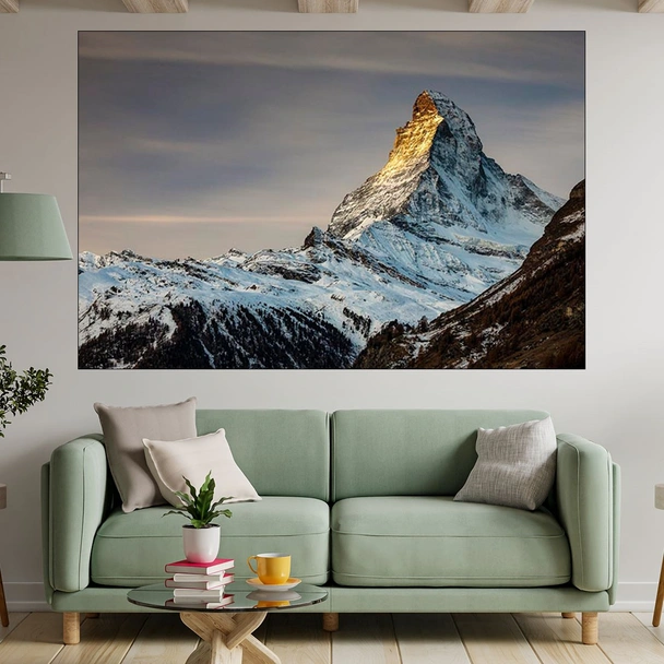 Матерхорн огрят от слънцето - картина пано за стена