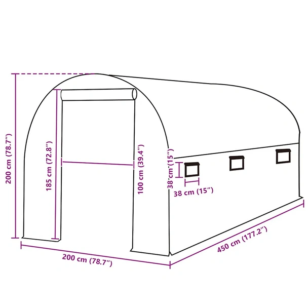 Резервно полиетиленово покривало за парник 2x4.5x2 м (9 м²) зелено - Image 5