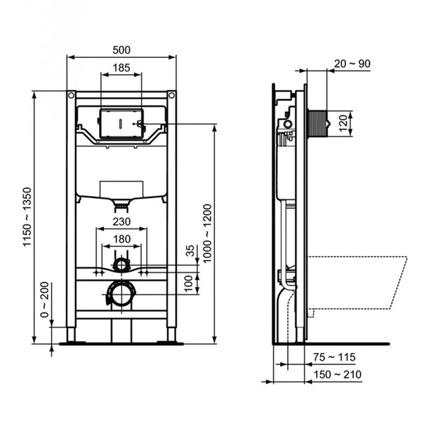 Структура за вграждане с тоалетна чиния и бутон i.Life S IDEAL STANDARD - Image 6