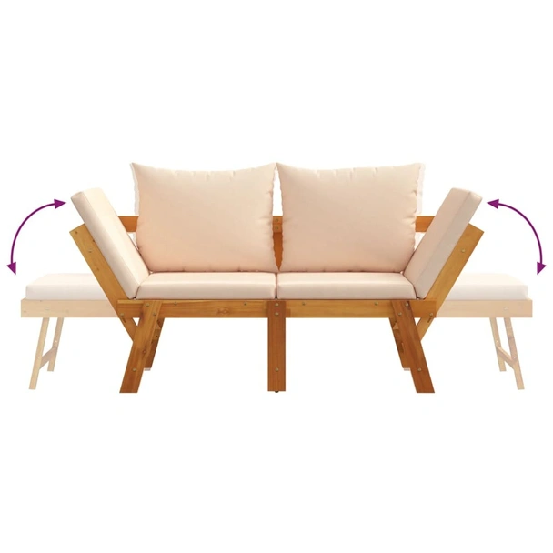 Градинска пейка с възглавници 2-в-1, акация масив - VL367581 - Image 8