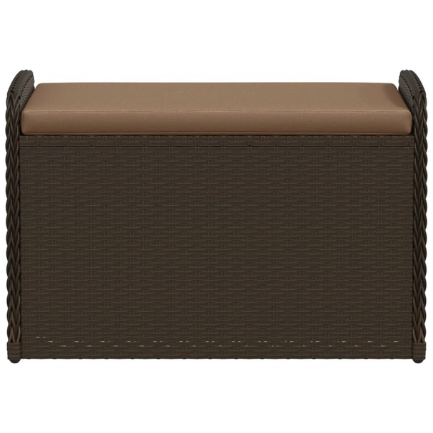 Пейка за съхранение с възглавница кафява 80x51x52 см полиратан - VL365732 - Image 4