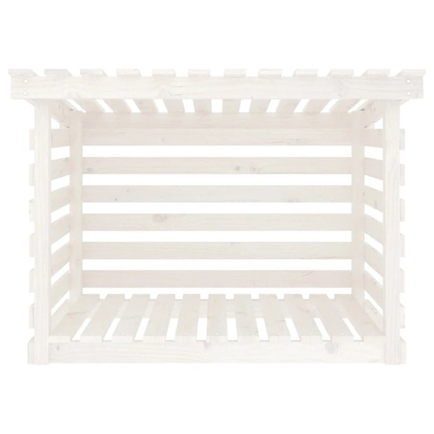 Поставка за дърва за огрев бяла 108x73x79 см масивно дърво бор - Image 5