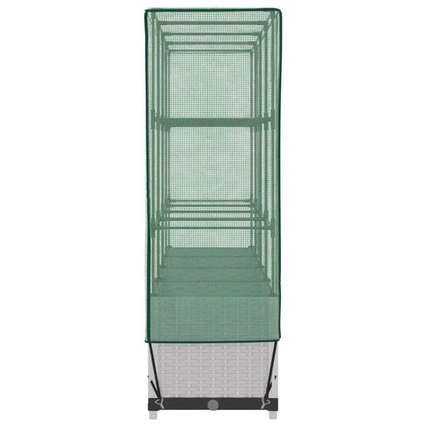 Повдигната леха с покривало, 160x40x138 см - ратанов бял сандък - Image 5