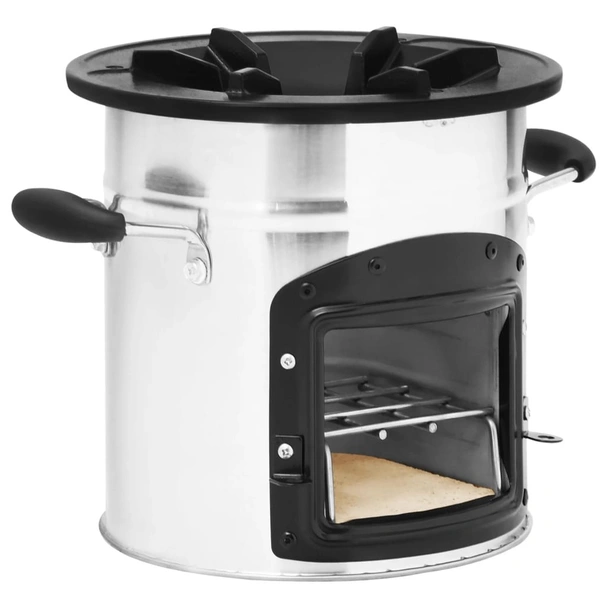 Къмпинг печка на дърва, сребриста, 45,5x33x25,5 см, стомана - Image 3