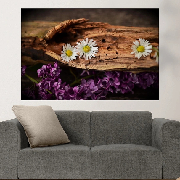 Маргаритки и люляк - картина пано за стена