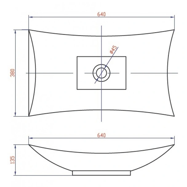 Мивка за баня върху плот 64x38x13.5см бял мат INTER CERAMIC - Image 2