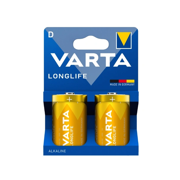 Алкални батерии Longlife D 2 бр. VARTA