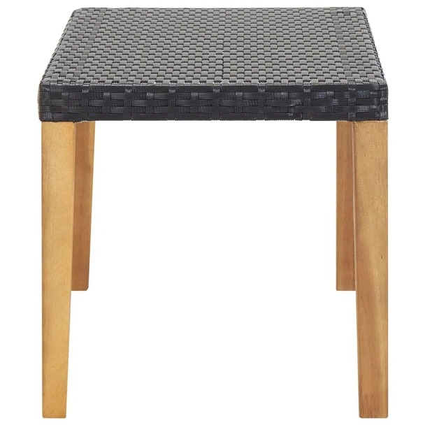 Градинска пейка, 120 см, черна, полиратан и акация масив - Image 3