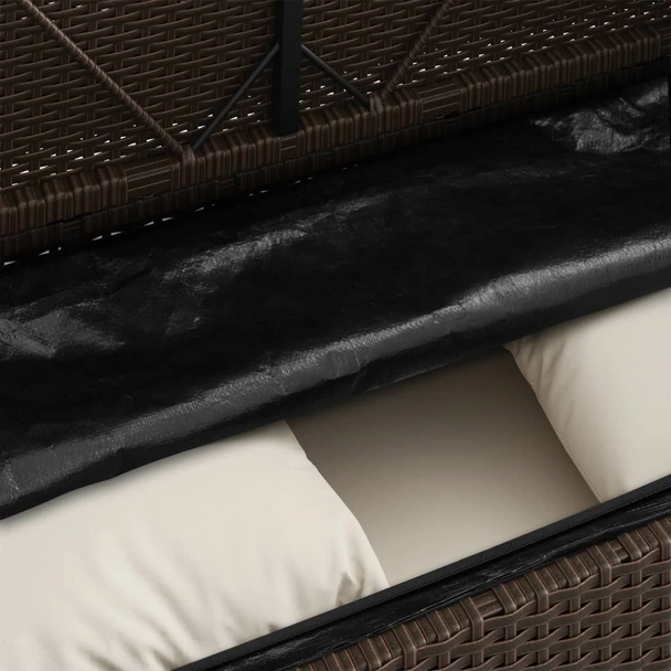Градинска пейка с възглавници, кафява, полиратан - VL365762 - Image 9