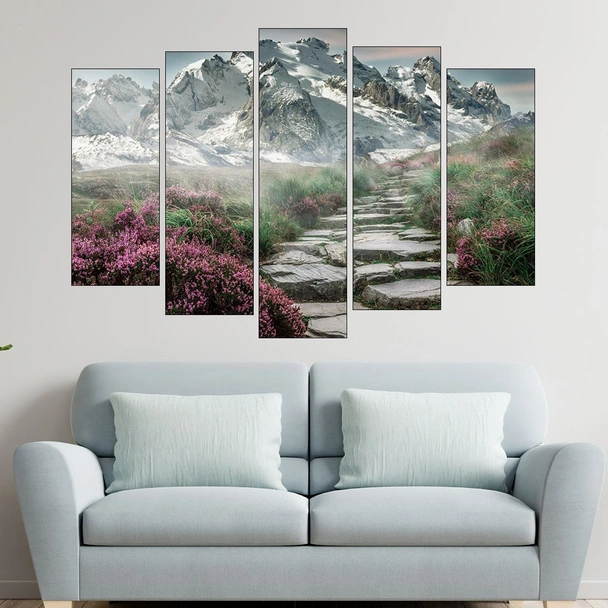 Каменна пътека в Алпите - картина пано за стена - Image 3
