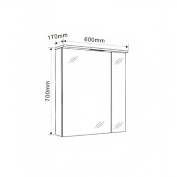 Огледален шкаф за баня Aldene 60 см INTER CERAMIC - Image 2