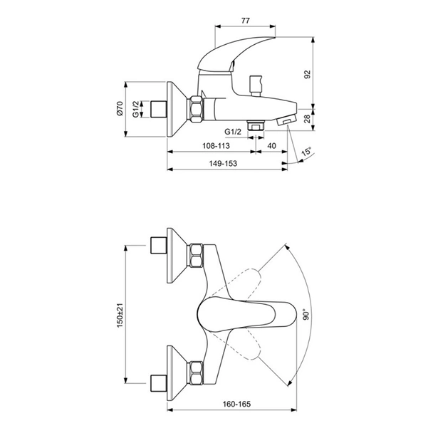 Стенен смесител за вана/душ Орион VIDIMA - Image 2
