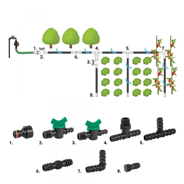 Аксесоари за капково напояване за маркуч Ф16 мм 42 части BRADAS - Image 4