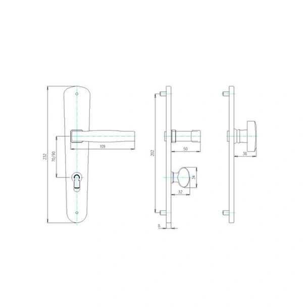 Бяла дръжка за секретна брава 70 мм Класико SONICO - Image 2