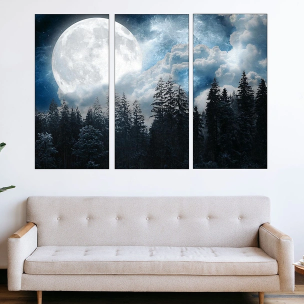 Голяма луна в борова гора - картина пано за стена - Image 2