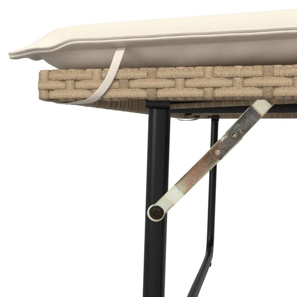 Градинска пейка с възглавници и табуретка, бежова, полиратан - VL368411 - Image 9