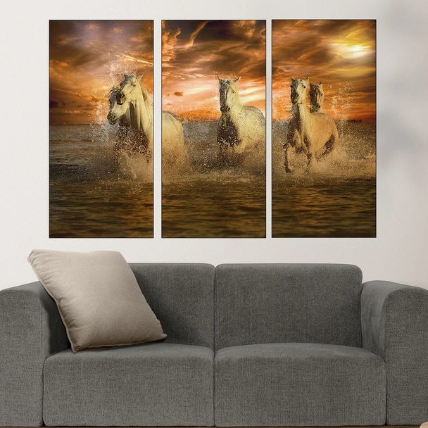 Препускащи коне на плажа - картина пано за стена - Image 2