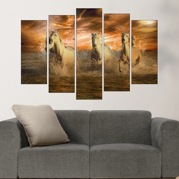 Препускащи коне на плажа - картина пано за стена - Image 3