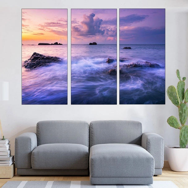 Живописен изгрев на океанския плаж - картина пано за стена - Image 2