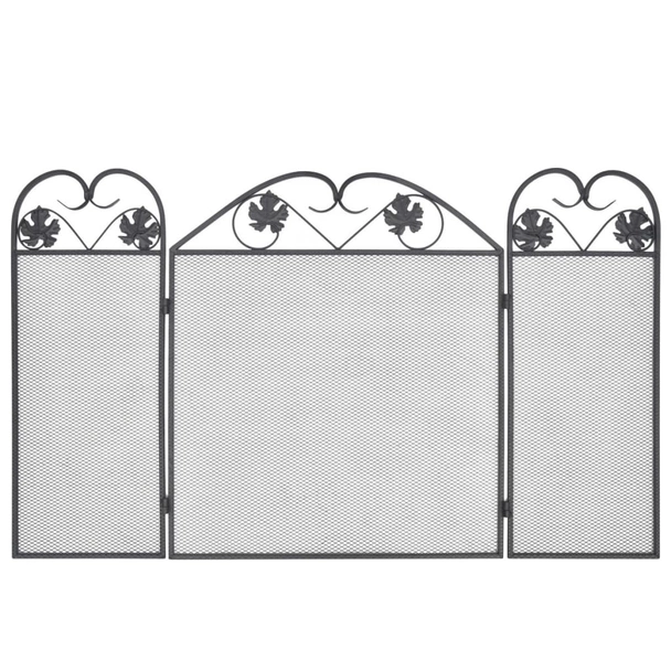 3-панелен параван за камина, желязо, черен - Image 3